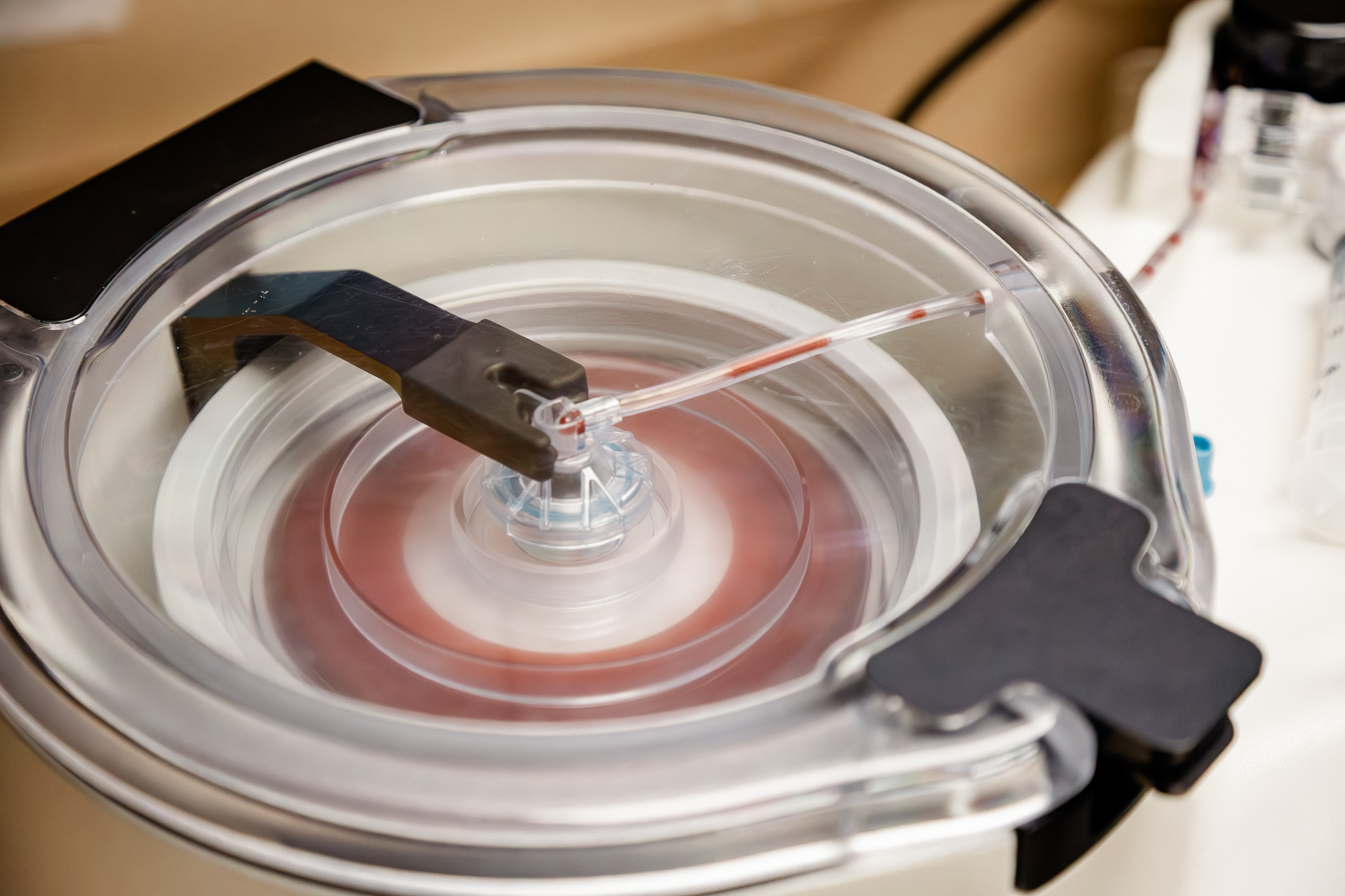 Centrifuge used to prepare a patient's own biologic concentrate